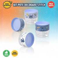Kit 4 Potes Organizador Plug Empilhável 140ml Sortido Stitch