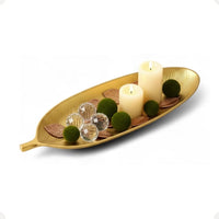 Centro de Mesa Decorativo em Formato de Folha Dourado – 40 x 14 cm