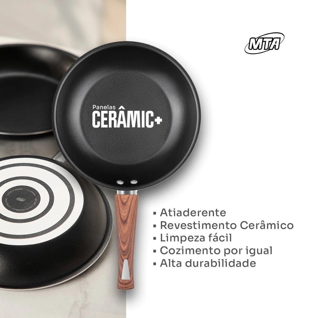 Conjunto de Panelas MTA Ceramic 5 Peças com Revestimento Cerâmico
