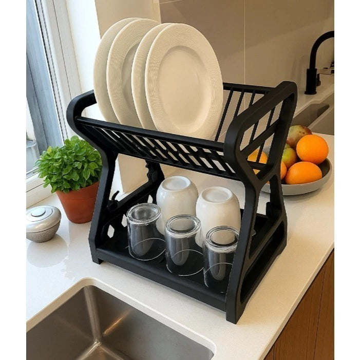 Escorredor de Louças Dobrável Slim para 14 Pratos – Preto