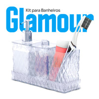 Kit Banho Glamour em Acrílico Cristal – 4 Peças