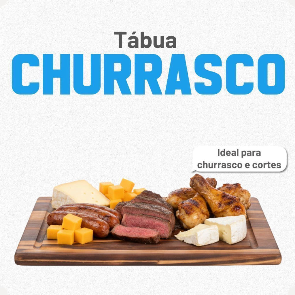 Tábua de Churrasco Retangular em Madeira – Tamanho M (40 x 24,5 cm)