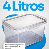Pote Hermético Trava Mais com Escorredor 4 Litros