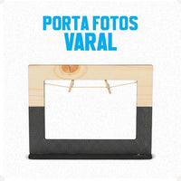 Porta-Retrato Varal Polaroide em MDF Preto