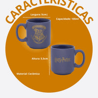 Caneca Mini Tina Cerâmica 100ml Brasão Hogwarts