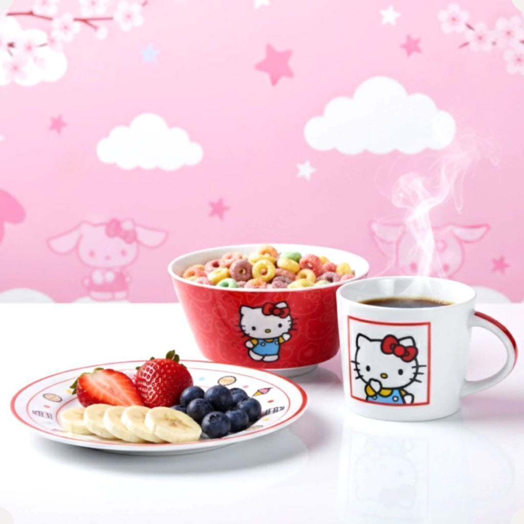 Conjunto Breakfast Hello Kitty em Cerâmica com Caneca, Bowl e Prato