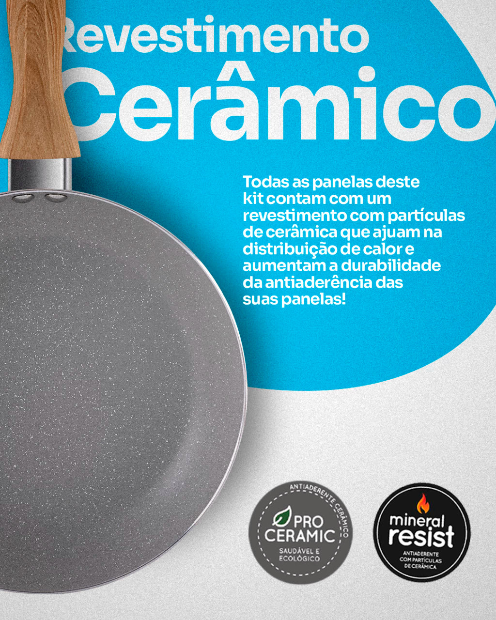 Conjunto de Panelas Easy Gris Ceramic Life 7 Peças Antiaderente – Cinza