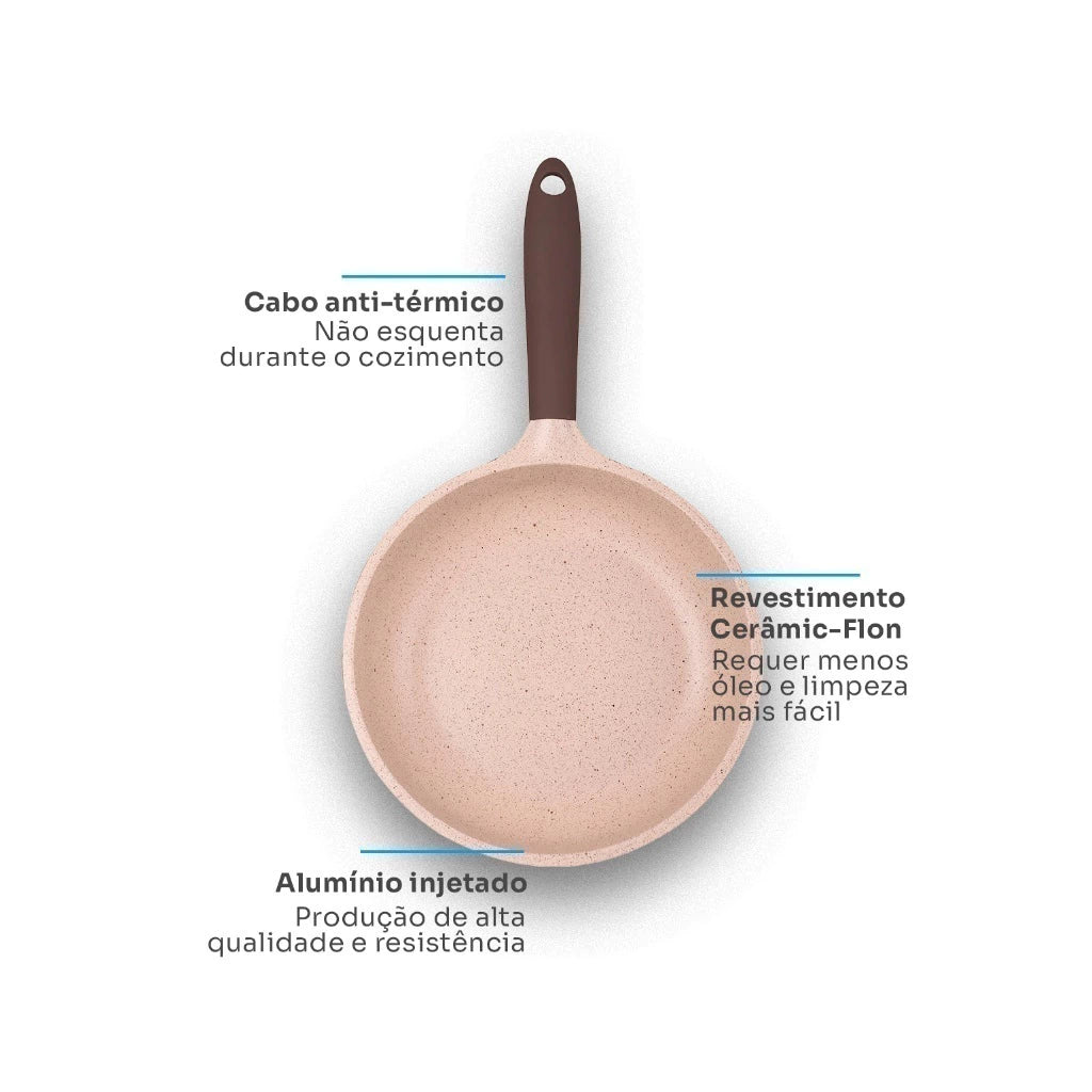 Conjunto de Panelas Belga MTA 3 Peças com Revestimento Ceramic Flon Premium