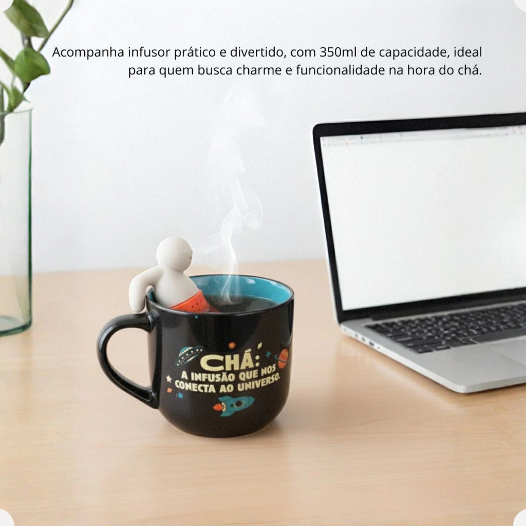 Caneca com Infusor de Chá Astronauta – 350 ml