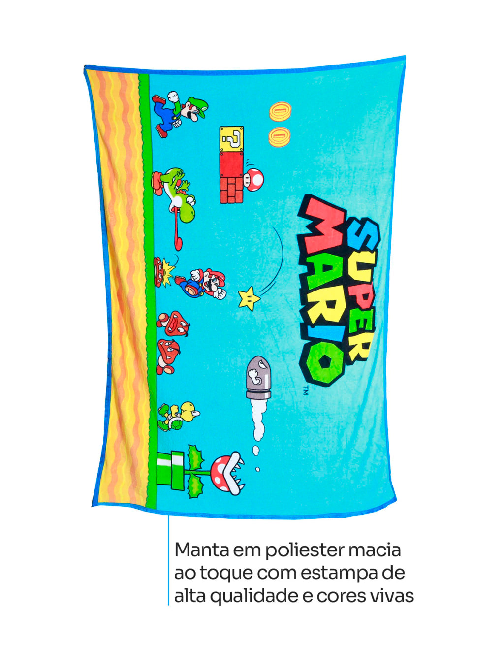 Conjunto Balde de Cinema com Manta Super Mario