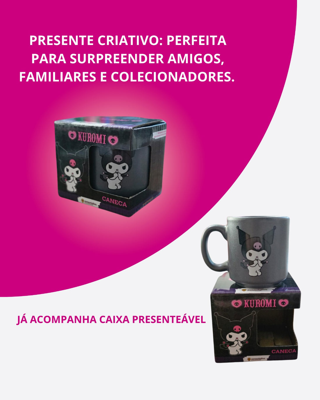 Caneca Mini Tina Cerâmica 100ml Kuromi