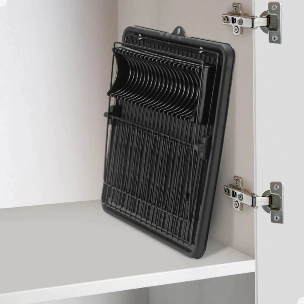 Escorredor de Louças Dobrável de 2 Andares com Porta-Talheres e Porta-Copos – Preto Arthi