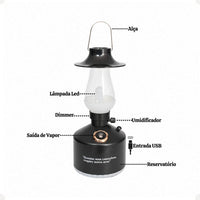 Luminária Lampião LED 3 em 1 com Umidificador