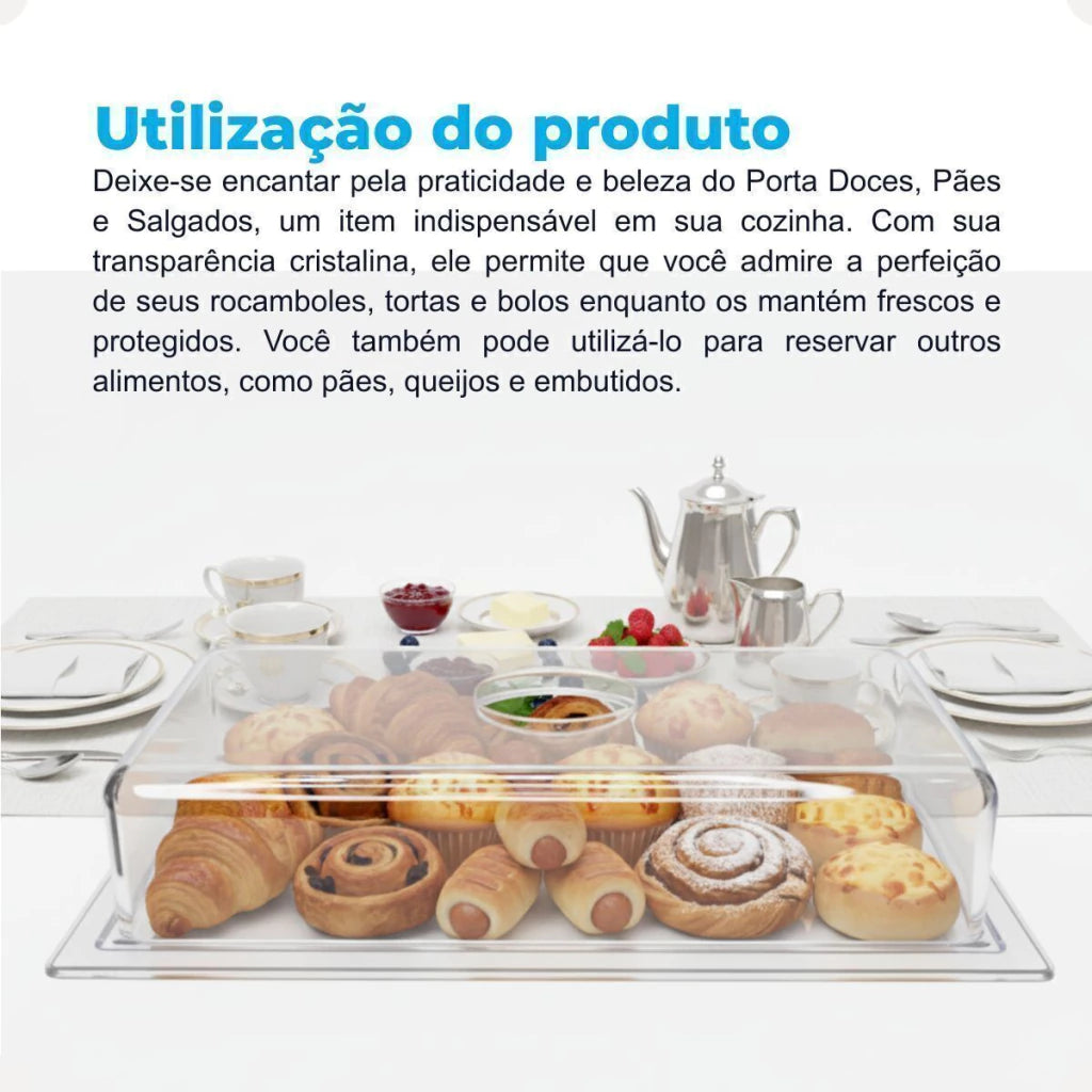 Porta-Pães em Acrílico para Doces e Salgados – 33 x 13 cm