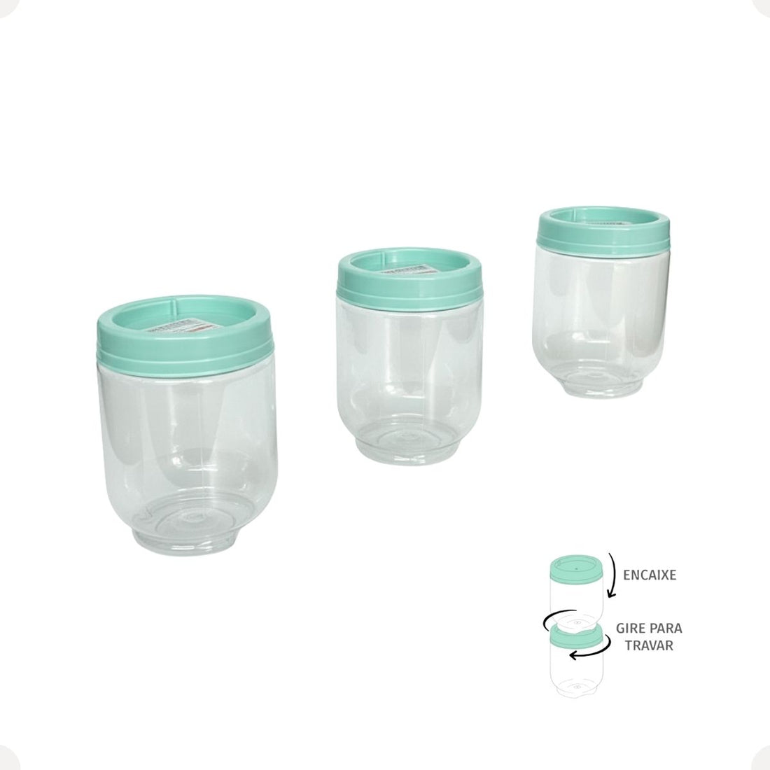 Kit Porta Condimentos Gire Trave 380ml 3 Peças Verde Agua