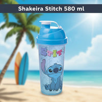 Copo Shakeira de Plástico com Tampa Rosca e Misturador Stitch – 580 ml