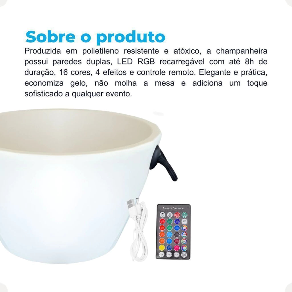 Champanheira LED RGB sem Fio – Tamanho G