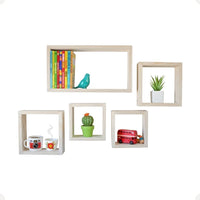 Conjunto de Nichos Decorativos em Madeira Pinus – 5 Peças