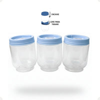 Kit Porta Condimentos Gire Trave 380ml 3 Peças Azul Claro