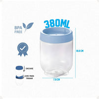 Kit Porta Condimentos Gire Trave 380ml 3 Peças Azul Claro