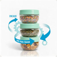 Kit Porta Condimentos Gire Trave 155ml 3 Perças Verde Agua
