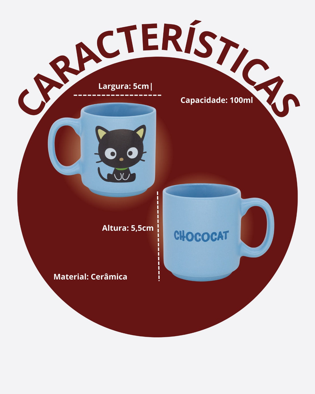 Caneca Mini Tina Cerâmica 100ml Chococat