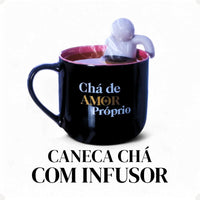 Caneca com Infusor de Chá Amor Próprio – 350 ml