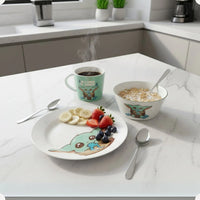 Conjunto Breakfast Baby Yoda em Cerâmica com Caneca, Bowl e Prato