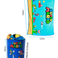 Conjunto Balde de Cinema com Manta Super Mario