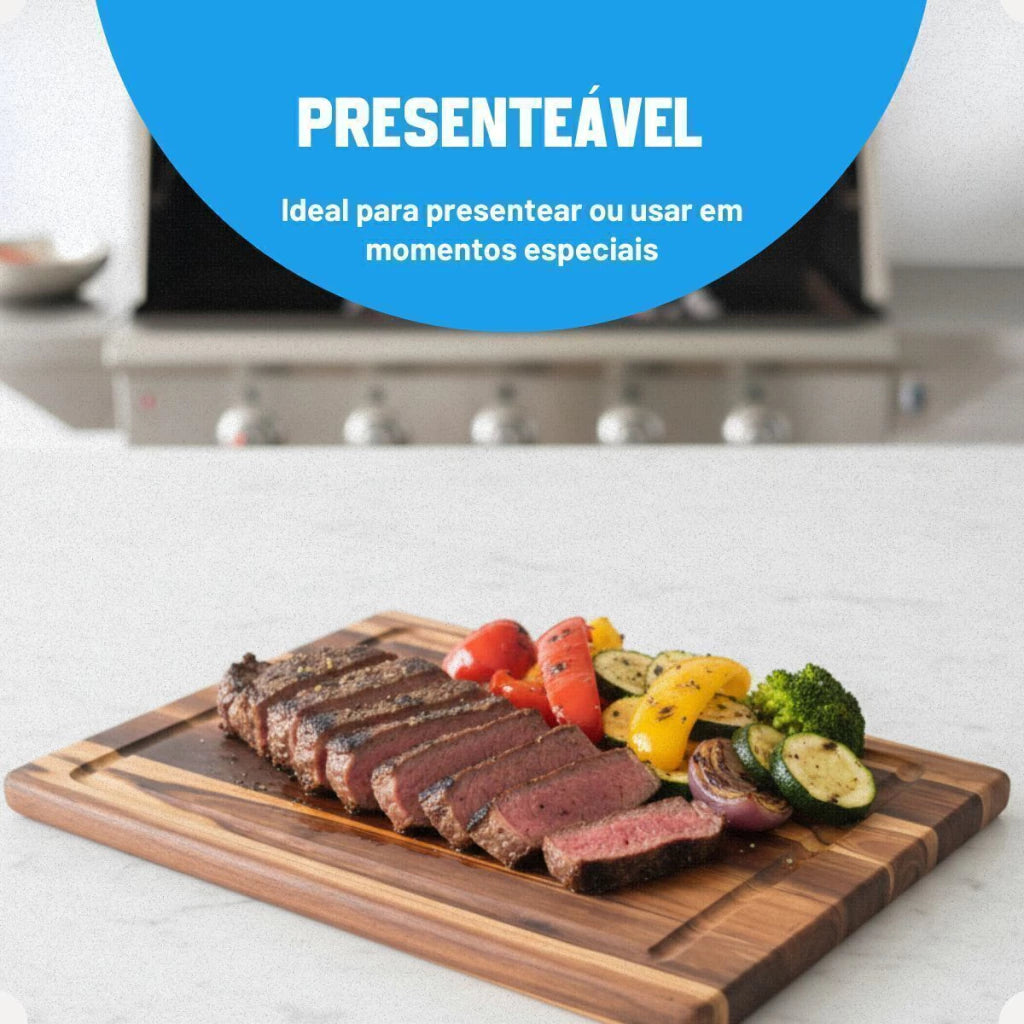 Tábua de Churrasco Retangular em Madeira – Tamanho M (40 x 24,5 cm)