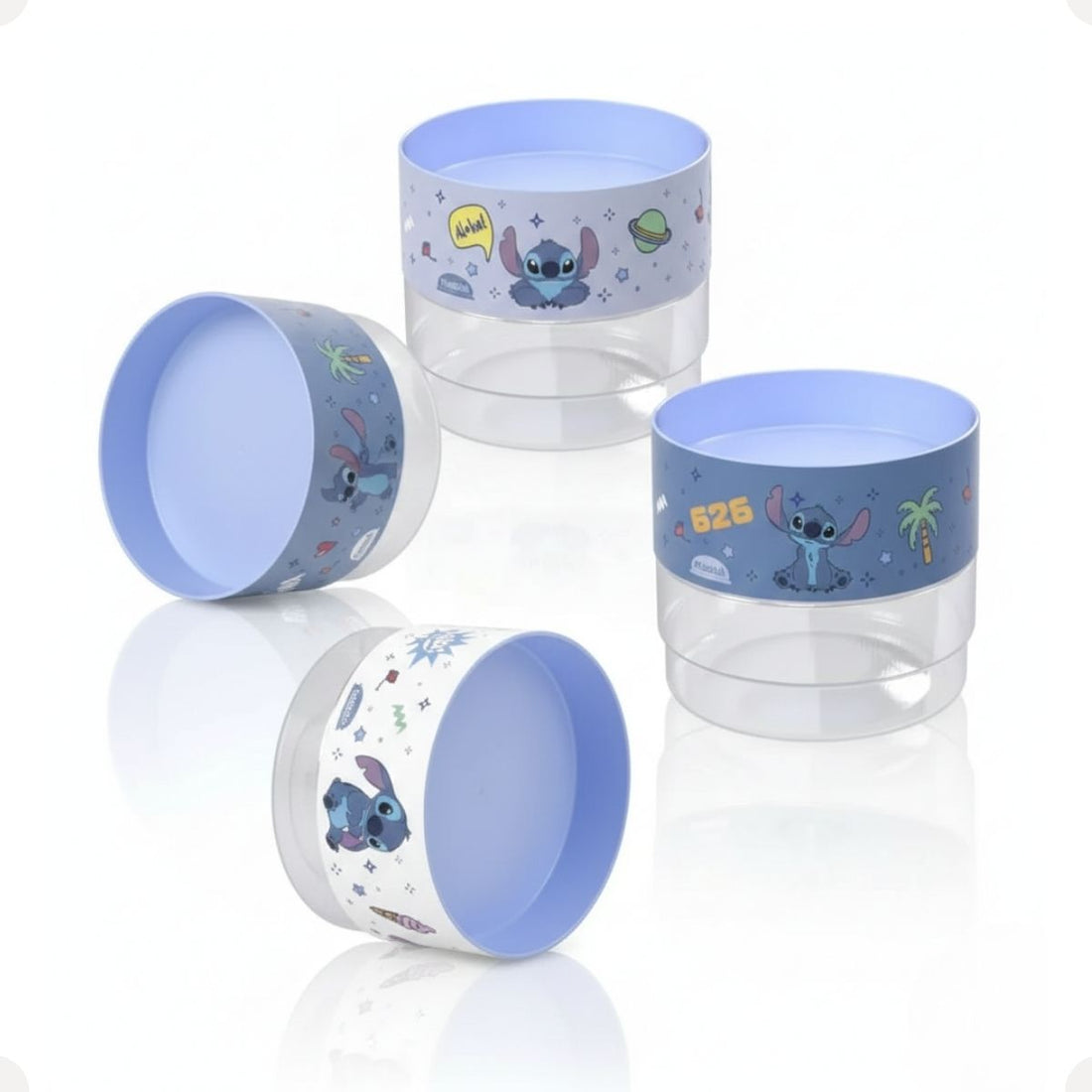 Kit 4 Potes Organizador Plug Empilhável 140ml Sortido Stitch
