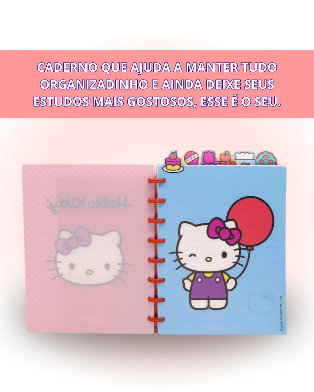 Caderno de Anotações com Divisória 21x16cm 100fls Hello Kitty