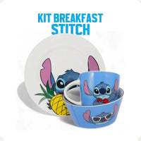 Conjunto Breakfast Stitch em Cerâmica com Caneca, Bowl e Prato