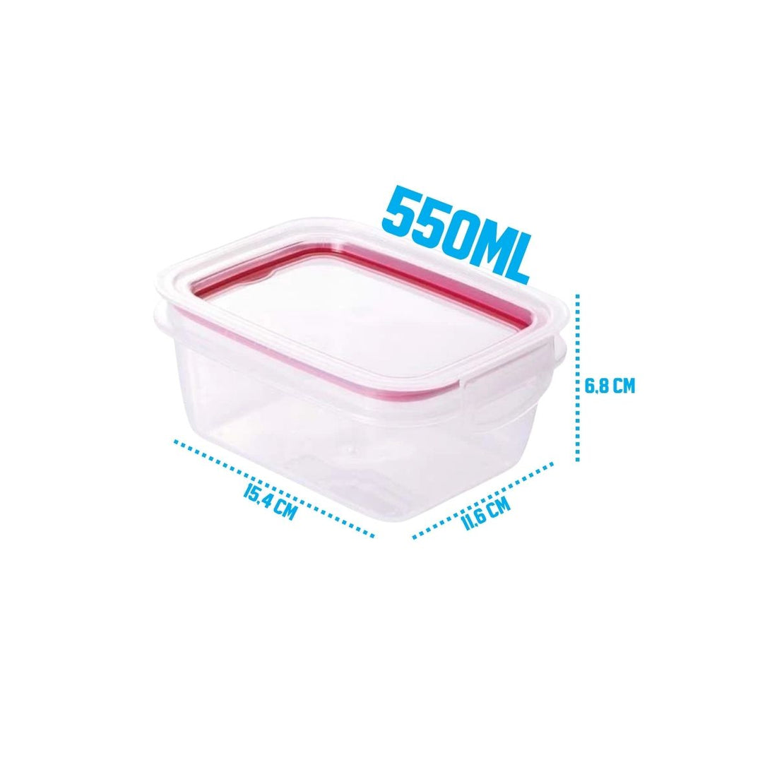 Kit Pote Plástico Hermético Trava Mais 3 peças 550ml Rosa