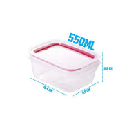 Kit Pote Plástico Hermético Trava Mais 3 peças 550ml Rosa