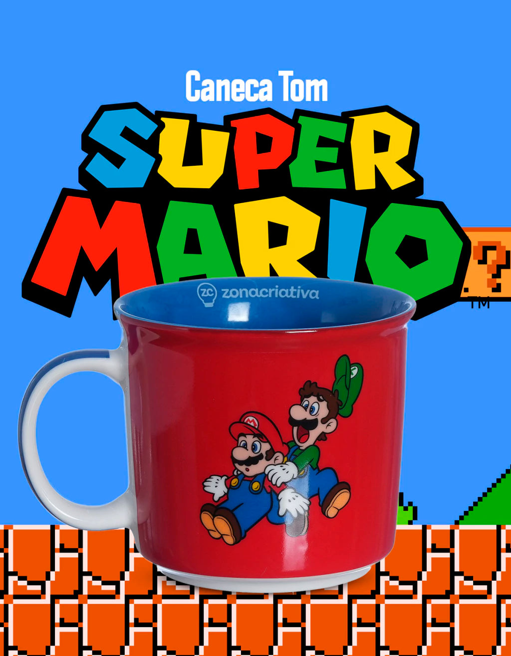 Caneca Tom Super Mario em Cerâmica – 350 ml