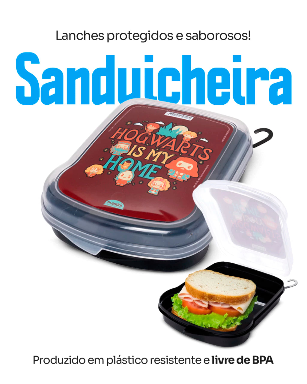Pote Sanduicheira Plástica Harry Potter – 580 ml