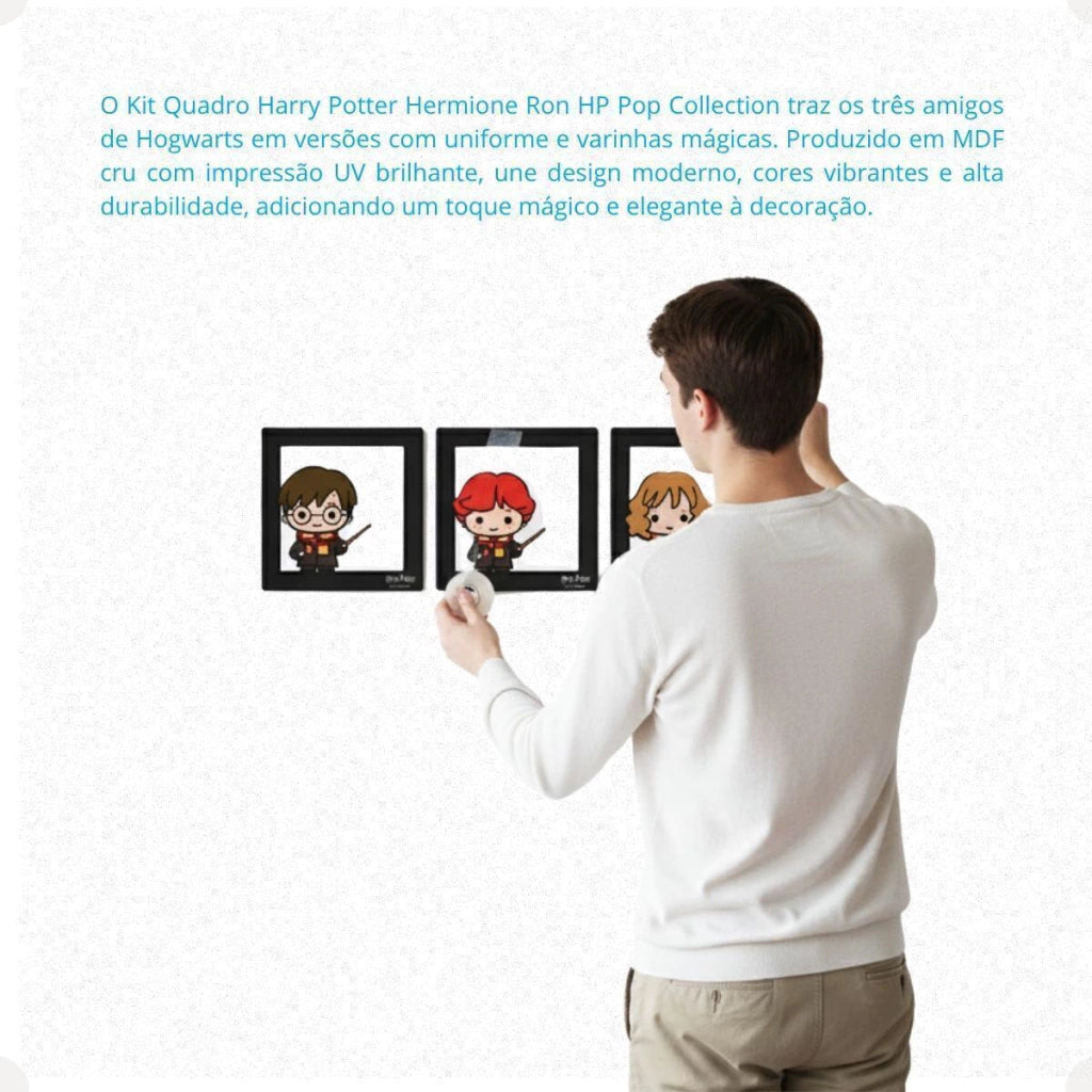 Conjunto de Quadros Harry Potter Pop Collection – 3 Peças