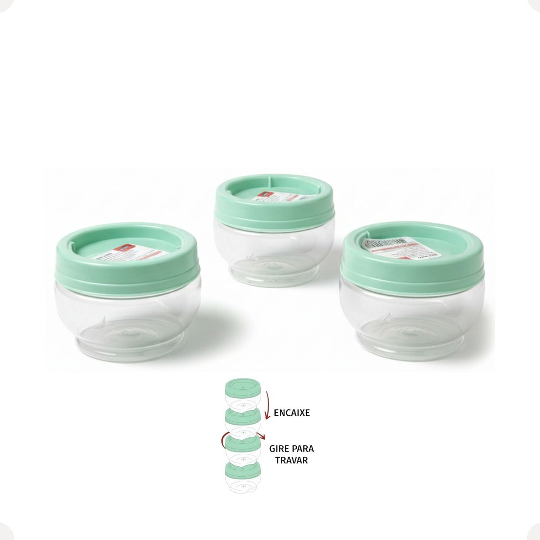 Kit Porta Condimentos Gire Trave 155ml 3 Perças Verde Agua