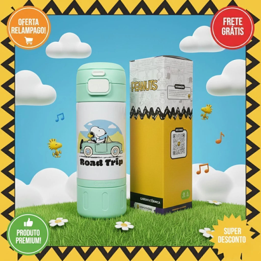Garrafa Térmica Capsule com Canudo e Alça Snoopy – 450 ml