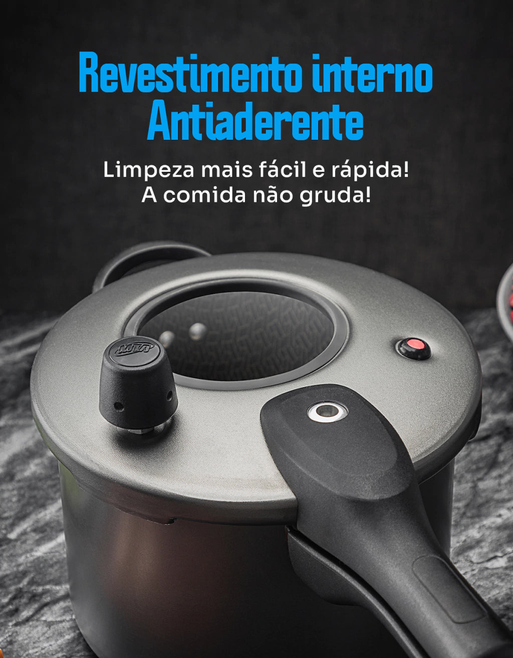 Panela de Pressão MTA 4,5 L Antiaderente-Visor de Vidro e Fechamento Externo