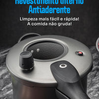 Panela de Pressão MTA 4,5 L Antiaderente-Visor de Vidro e Fechamento Externo