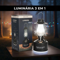 Luminária Lampião LED 3 em 1 com Umidificador
