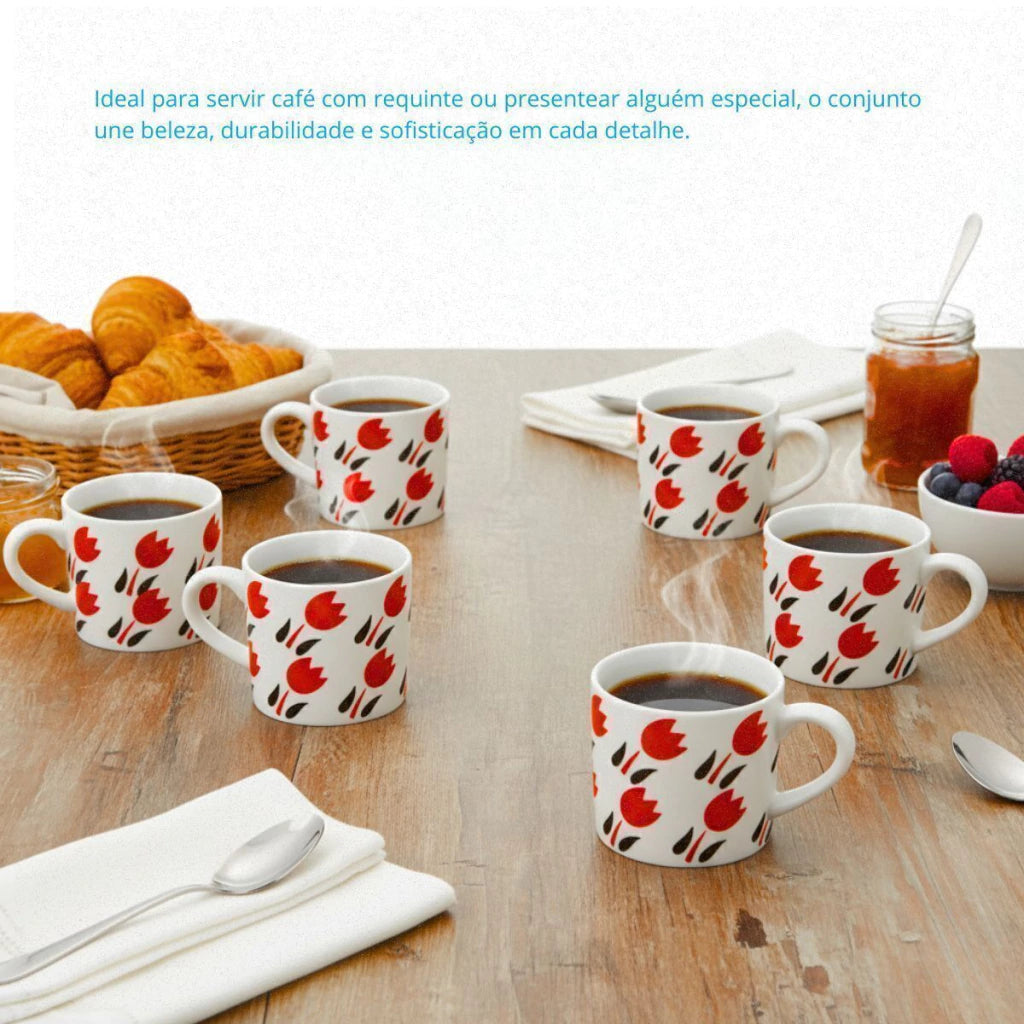 Conjunto de Xícaras de Café Tulipa – 6 Peças 90 ml