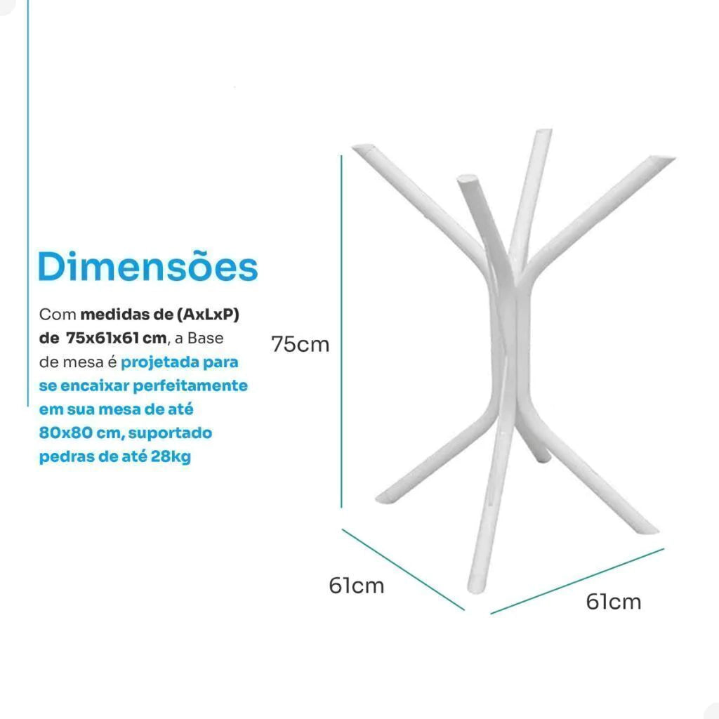 Base para Mesa em Metal com 4 Apoios – Ideal para Tampos de Vidro, Mármore ou Madeira
