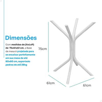 Base para Mesa em Metal com 4 Apoios – Ideal para Tampos de Vidro, Mármore ou Madeira