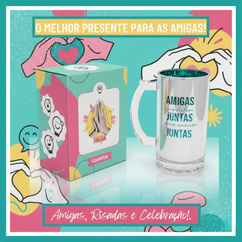 Caneca de Chopp Eletrostática Amigas – 450 ml
