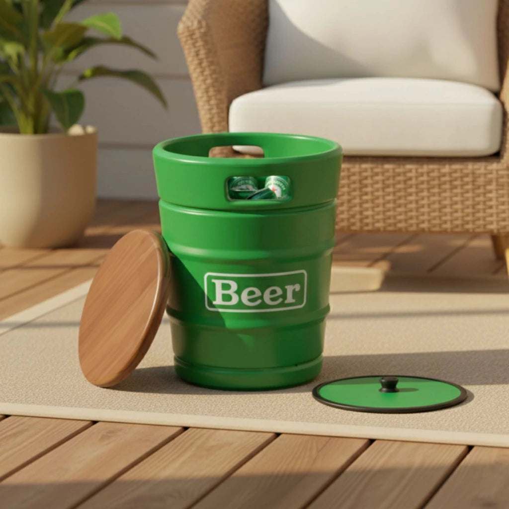 Barril Cooler Banco Verde com Tampa Marrom