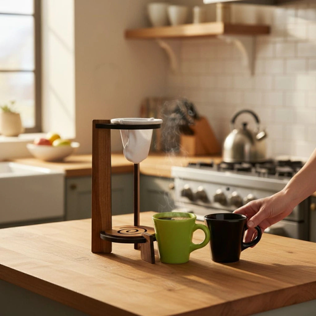 Mini Coador Artesanal com Xícara em MDF – 250 ml