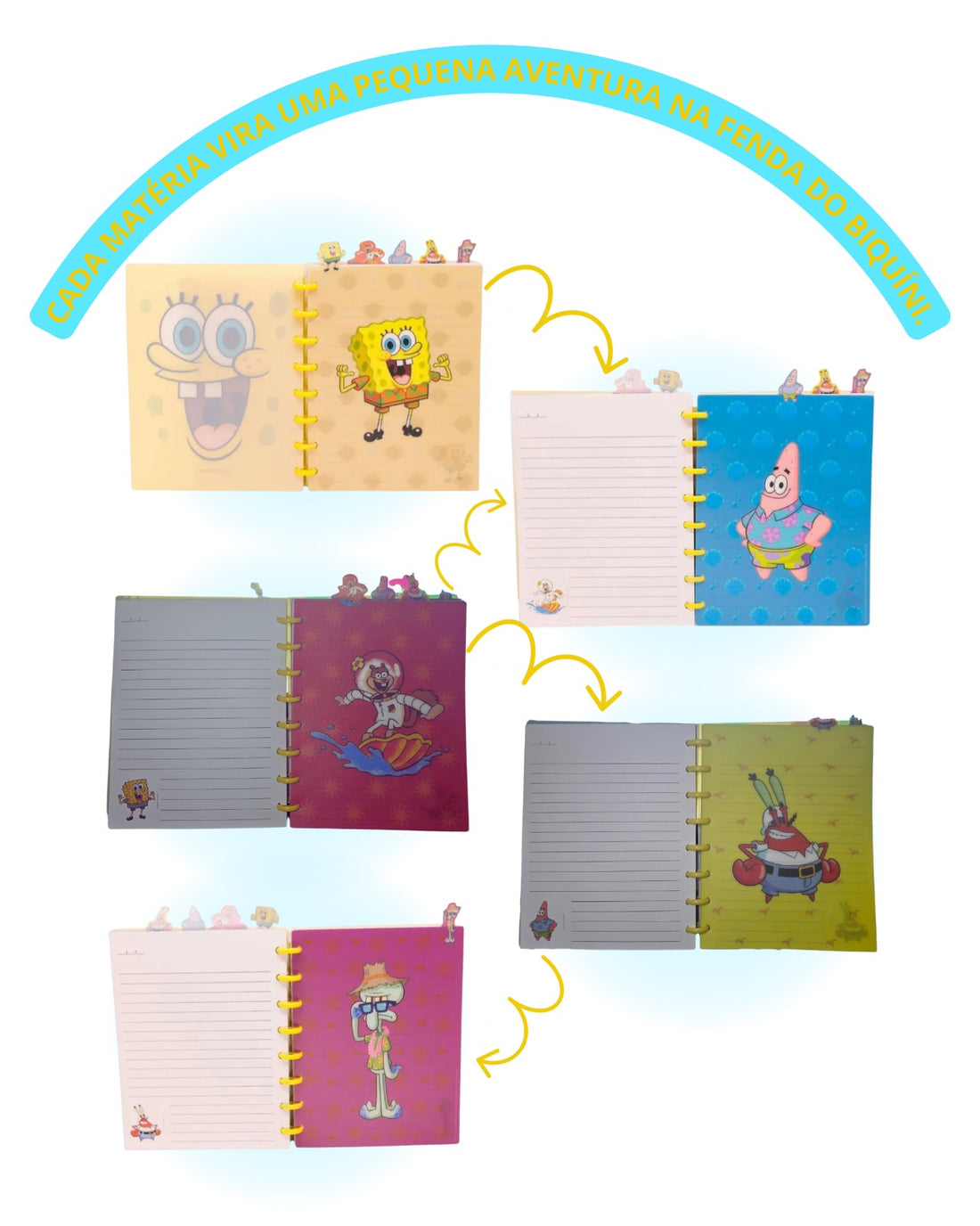 Caderno de Anotações com Divisória 21x16cm 100fls Bob Esponja